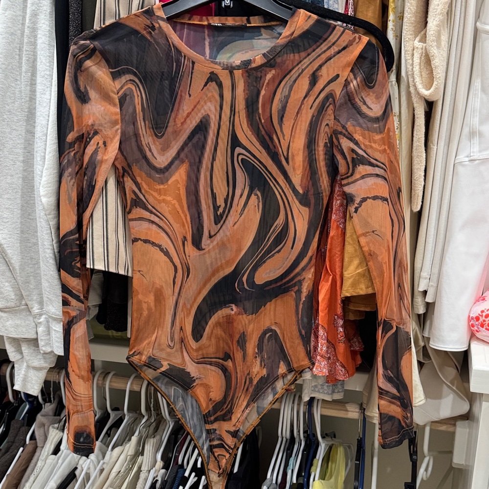 Zara Marble Swirl Long Sleeve Bodysuit